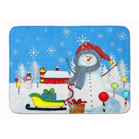 Carolines Treasures Snow Happens in the Meadow Snowman Machine Washable Memory Foam Mat PJC1083RUG